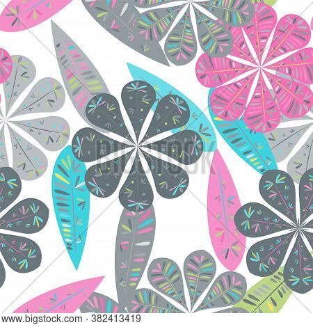 Modern Template With Seamless Floral Pattern. Botanical Seamless Pattern.  Spring Decoration. Vector