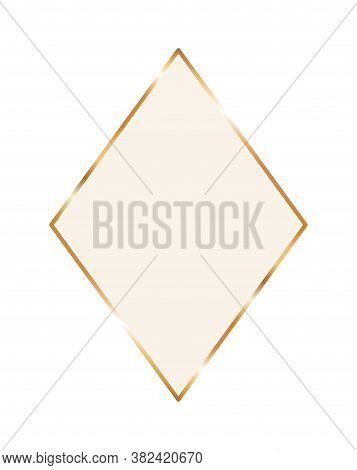 Gold Ornament Frame In Diamond Shaped Design Of Decorative Element Theme Vector Illustration