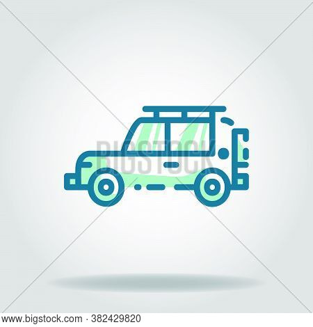Logo Or Symbol Of Adventure Car Icon With Twotone Blue Color Style