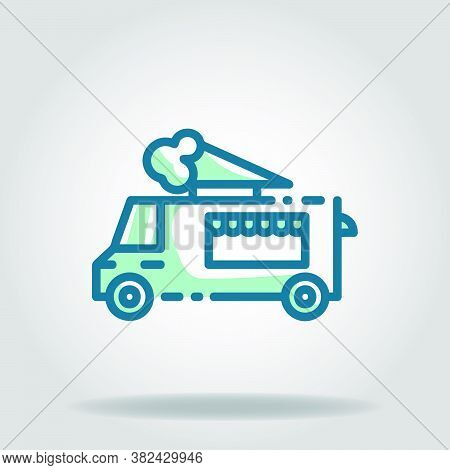 Logo Or Symbol Of Ice Cream Truck Icon With Twotone Blue Color Style