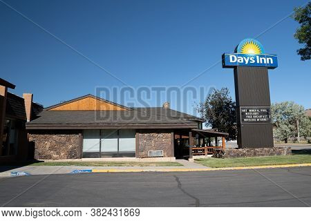 Thermopolis, Wyoming - June 24, 2020: Sign For The Days Inn Hotel By Wyndham, Located In Hot Springs