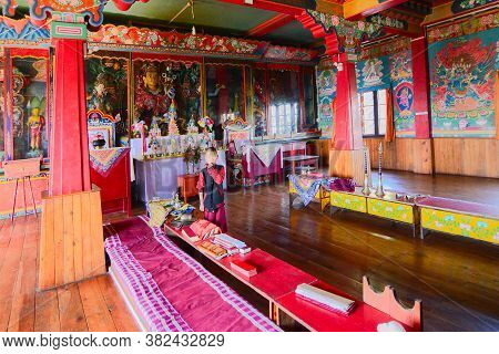 Rinchenpong, Sikkim, India - 17th October 2016 : One Young Lama Inside Rinchenpong Monastery In The 