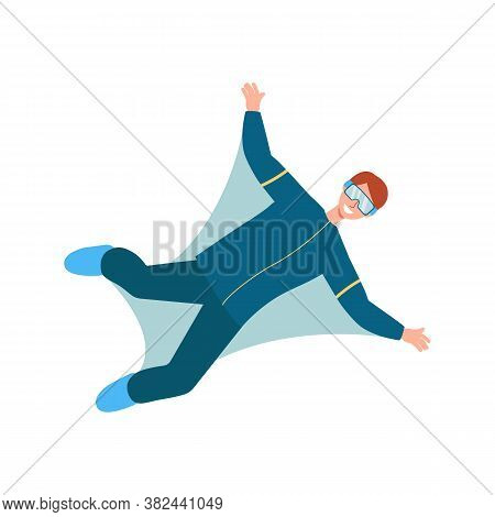 Vector Flat Illustration Of A Happy Parachutist.