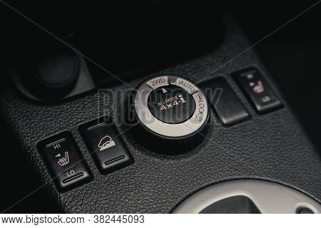 Novosibirsk/ Russia - August 25  2020: Nissan X-trail, Close Up Shot Of Modern Central Console With 