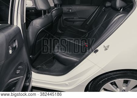 Novosibirsk/ Russia - August 25  2020: Honda Accord, Comfort Car Inside. Clean Car Interior: Black B