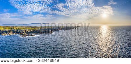Aerial View Of The Coastline At Daros In County Donegal - Ireland.