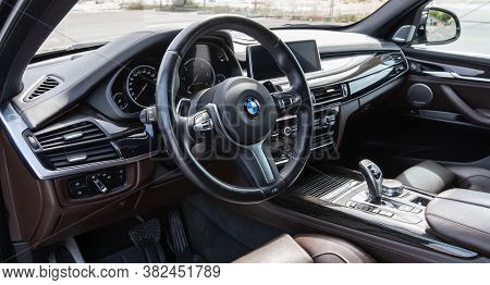 Varna, Bulgaria - May 20, 2020: The Interior Of Bmw X5 M50d. Bmw Is A German Automobile, Motorcycle 