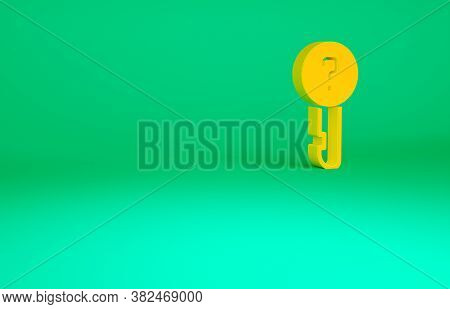 Orange Undefined Key Icon Isolated On Green Background. Minimalism Concept. 3d Illustration 3d Rende
