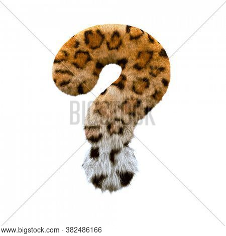 jaguar interrogation point - 3d leopard symbol isolated on white background. this alphabet is perfect for creative illustrations related to safari, wildlife, nature 