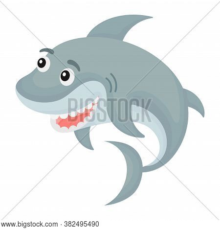 Cute Funny Shark Print For Design Of Album, Scrapbook, Greeting Card, Invitation, Wall Decor. Ocean 