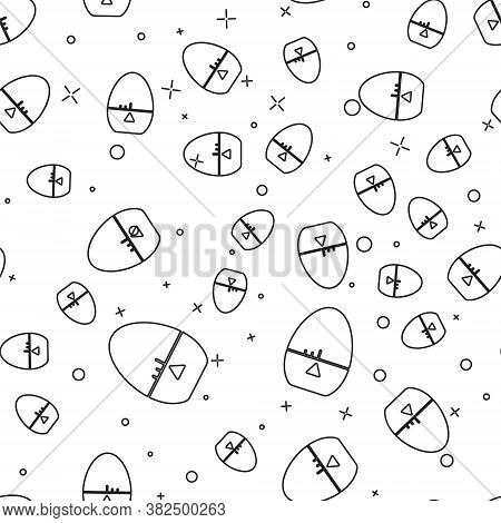 Black Line Kitchen Timer Icon Isolated Seamless Pattern On White Background. Egg Timer. Cooking Uten