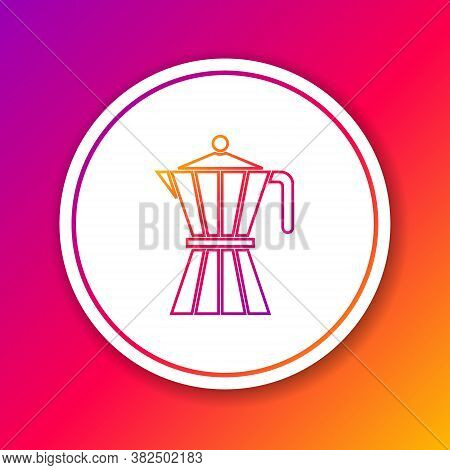 Color Line Coffee Maker Moca Pot Icon Isolated On Color Background. Circle White Button. Vector