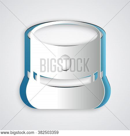 Paper Cut Kepi Icon Isolated On Grey Background. Cap Army Uniform Headgear. Historic General Hat. Pa