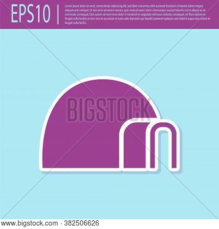 Retro Purple Igloo Ice House Icon Isolated On Turquoise Background. Snow Home, Eskimo Dome-shaped Hu