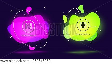 Line Gear Shifter Icon Isolated On Black Background. Transmission Icon. Abstract Banner With Liquid 