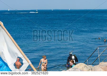 Malmo, Sweden - August 16, 2020: The Island, On In Swedish, Is A Very Popular Spot For Scuba Diving 