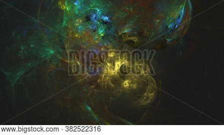 An Illustration Of Nebulae In Outer Space, Traveling In Space Concept. Wormhole Concept With Deep Un