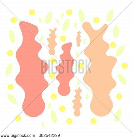 Vector Background Of Abstract Shapes And Leaves.