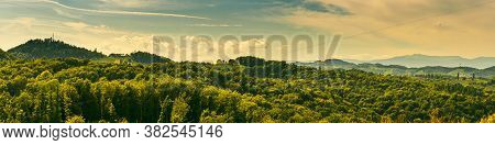 Winery Panorama On The South Styrian Wine Road In Austria. Famous Tuscany Like Spot For Wine Lovers.