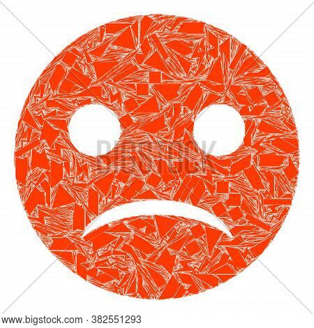 Debris Mosaic Sad Smiley Icon. Sad Smiley Collage Icon Of Debris Elements Which Have Randomized Size