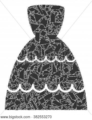 Debris Mosaic Bride Dress Icon. Bride Dress Mosaic Icon Of Debris Items Which Have Randomized Sizes,