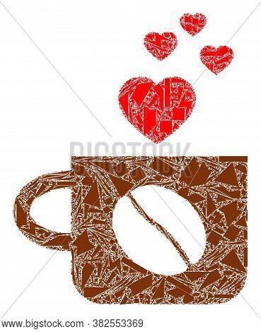 Debris Mosaic Lovely Coffee Cup Icon. Lovely Coffee Cup Collage Icon Of Debris Items Which Have Vari