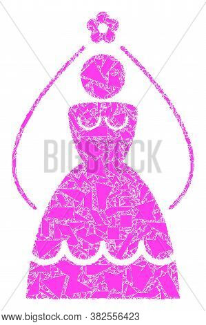 Spall Mosaic Bride Icon. Bride Mosaic Icon Of Spall Items Which Have Randomized Sizes, And Positions