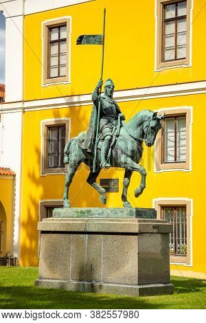 Zbraslav, Czech Republic- 24.08.2020: Statue In The Park Of Chateau In Zbraslav, Prague, Czech Repub