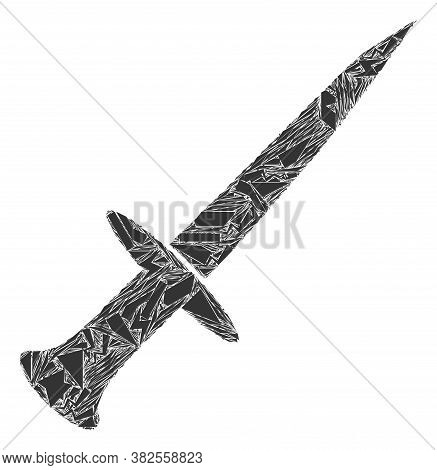 Debris Mosaic Sword Icon. Sword Mosaic Icon Of Debris Items Which Have Variable Sizes, And Positions