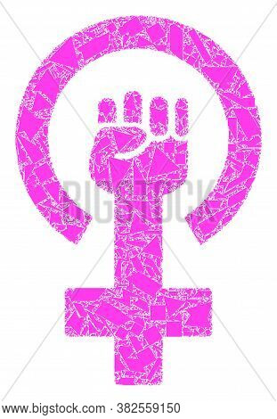 Spall Mosaic Feminism Symbol Icon. Feminism Symbol Mosaic Icon Of Spall Items Which Have Variable Si