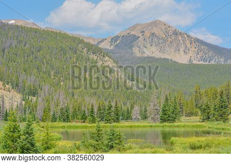 Beautiful Mountains, Forest And Landscape Near Monarch Pass In The Rocky Mountains Of Colorado