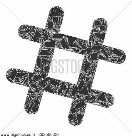 Shards Mosaic Jail Grid Icon. Jail Grid Mosaic Icon Of Shards Items Which Have Variable Sizes, And P