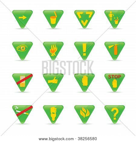Ecologia triangoli verde del set di icone