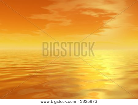 Zářivě oranžové zářící Skyscape