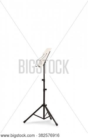 Musical notebook on a tripod stand isolated on white background