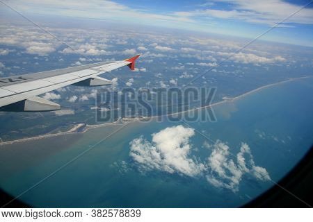 Lauro De Freitas, Bahia / Brazil - December 26, 2008: View From The Airplane Window During Overfligh