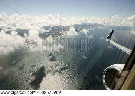 Lauro De Freitas, Bahia / Brazil - June 27, 2009: View From The Airplane Window During Overflight At