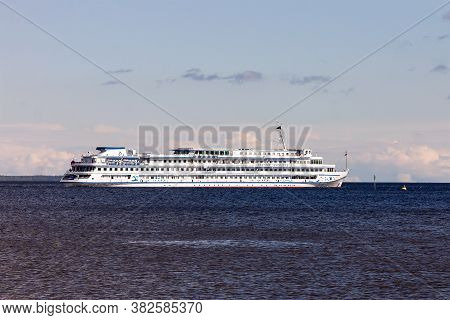 Petrozavodsk, Russia - August 26th,2020: Cruise Liner Dmitry Furmanov With Tourists On Board Is Sail