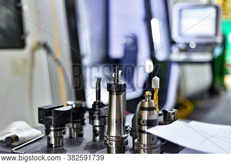 Accessories For A Cnc Machining Center. Drills, Cutters, Mandrels, Collets