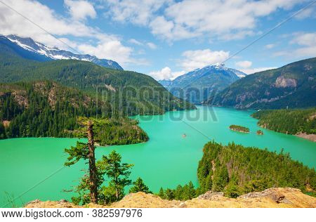 Diablo Lake in North Cascades National Park, Washington, USA. Beautiful natural landscapes