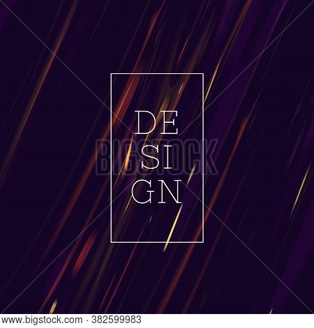 Abstract Striped Texrure Of Neon Lights On Dark Backdrop, Digital Card Poster With Design Copy