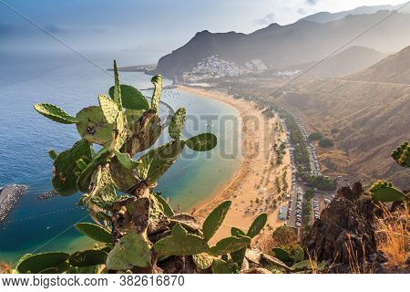 View Of Famous Beach And Ocean Lagoon Playa De Las Teresitas,tenerife, Canary Islands