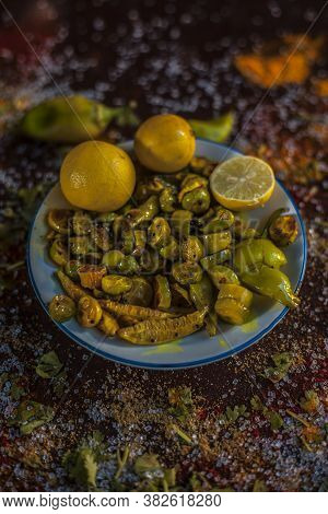 Close Up Shot Of Traditional Ivy Gourd Or Tindora Salad In A Glass Plate With All Of Its Constituent