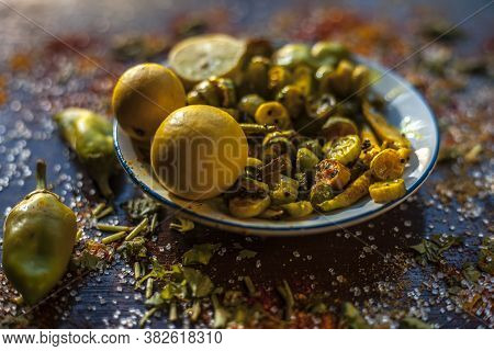 Close Up Shot Of Traditional Ivy Gourd Or Tindora Salad In A Glass Plate With All Of Its Constituent