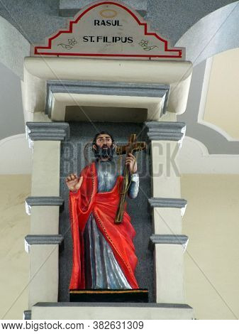 Medan, Sumatra, Indonesia, January 9, 2018: Image Of Saint Filipus In Graha Maria Annai Velangkanni 
