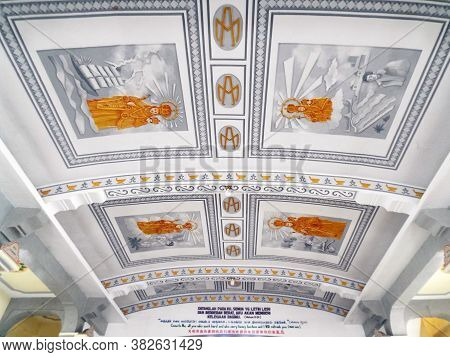 Medan, Sumatra, Indonesia, January 9, 2018: Ceiling Of The Graha Maria Annai Velangkanni Church. The