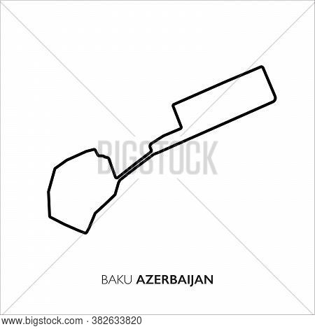 Baku City Circuit, Azerbaijan. Motorsport Race Track Vector Map