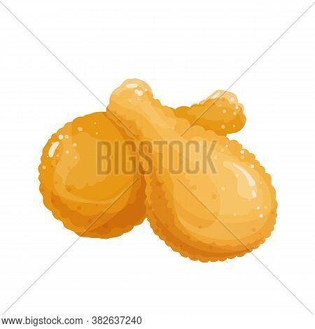 Fried Chicken Drumstick. Hot And Chicken Leg In Breaded. Vector Illustration.