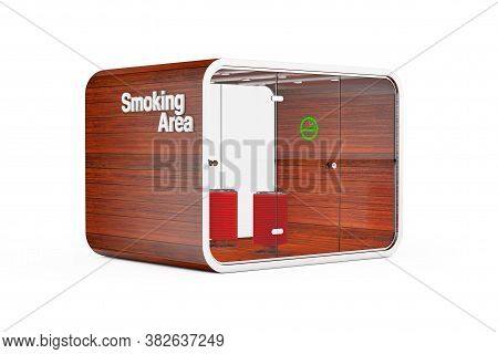 Smoking Booth. Special Room For Smokers. Smoking Area For Cigarettes, Tobacco, Vipes And E-cigarette