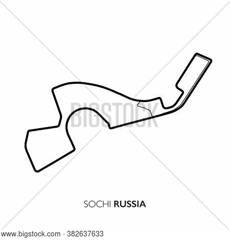 Sochi Circuit, Russia. Motorsport Race Track Vector Map